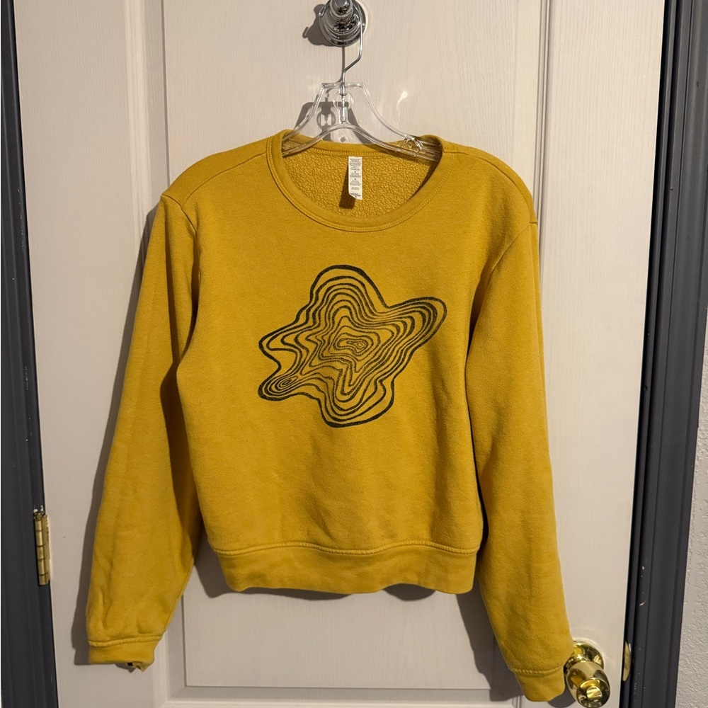 Yellow Women's Sweater with Graphic Design